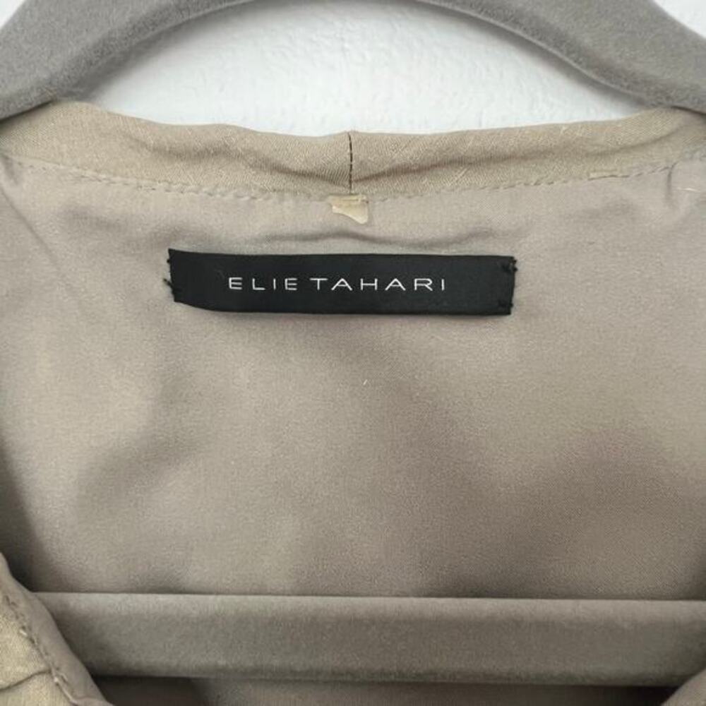 Elie Tahari Khaki Linen Blend Sleeveless Sheath Dress 2 Minimalist Quiet Luxury - Picture 4 of 7